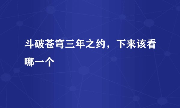 斗破苍穹三年之约，下来该看哪一个