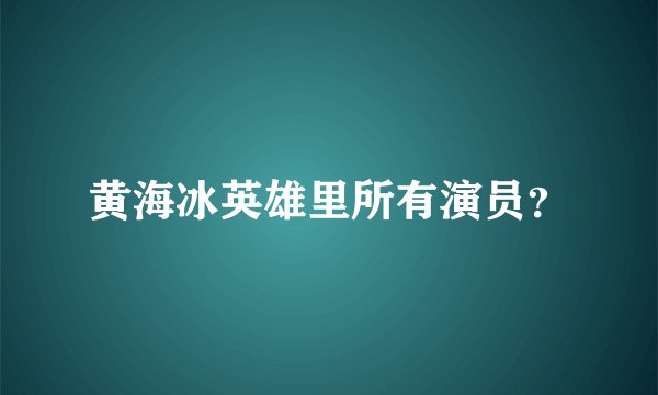 黄海冰英雄里所有演员？