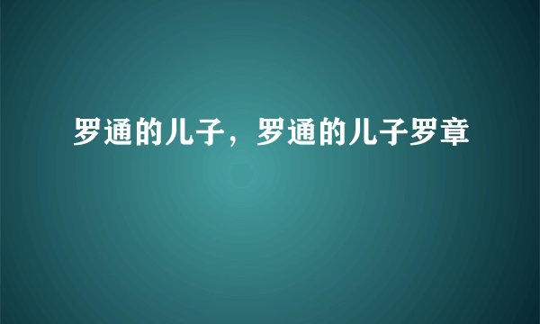 罗通的儿子，罗通的儿子罗章