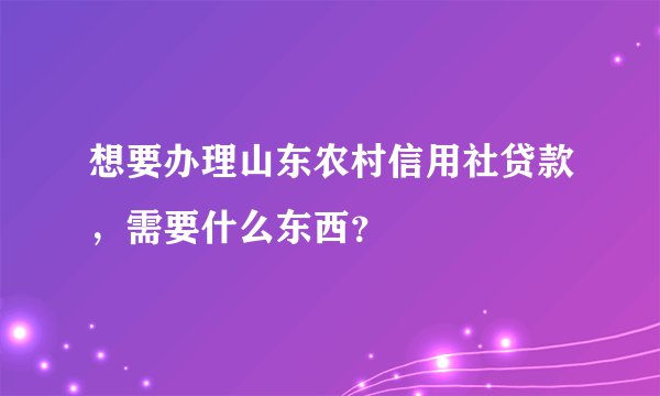 想要办理山东农村信用社贷款,需要什么东西?