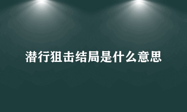 潜行狙击结局是什么意思