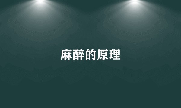 麻醉的原理