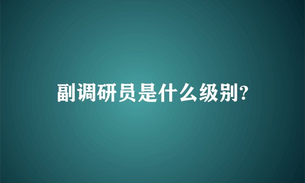 副调研员是什么级别?