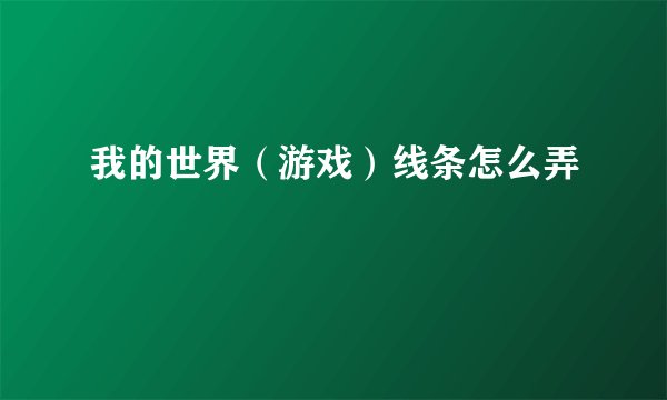 我的世界（游戏）线条怎么弄