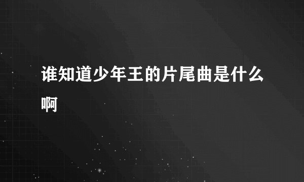 谁知道少年王的片尾曲是什么啊