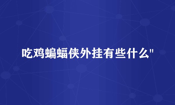 吃鸡蝙蝠侠外挂有些什么