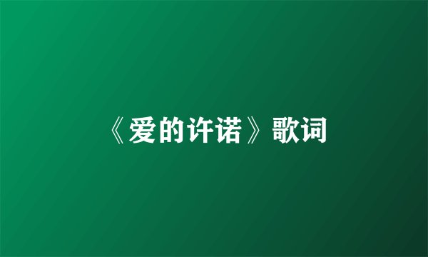 《爱的许诺》歌词