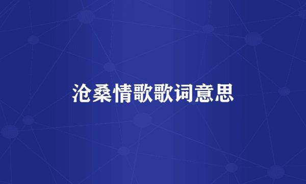 沧桑情歌歌词意思