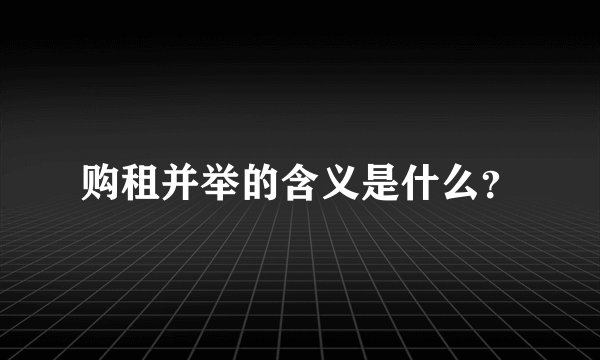 购租并举的含义是什么?