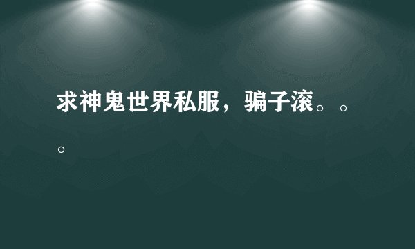 求神鬼世界私服，骗子滚。。。