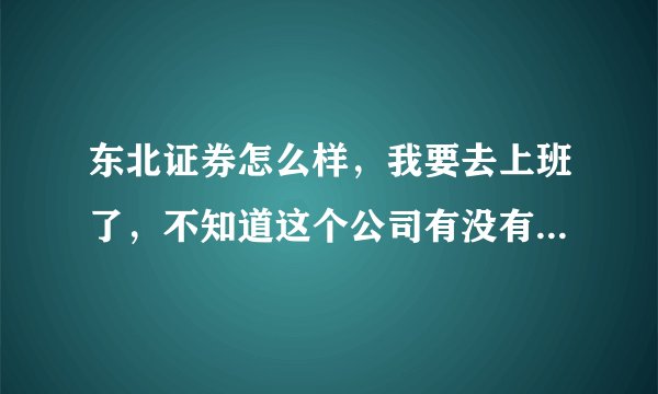 东北证券怎么样，我要去上班了，不知道这个公司有没有前途，求前辈专业人士指教？