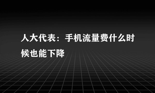 人大代表：手机流量费什么时候也能下降