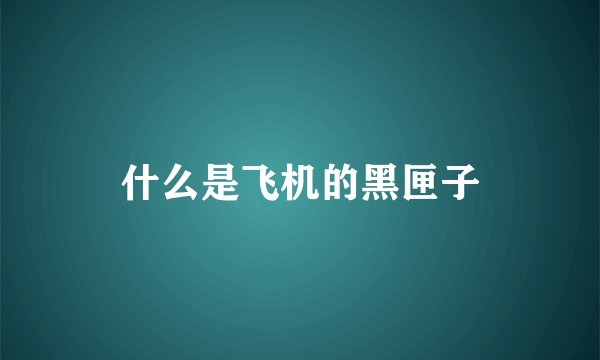 什么是飞机的黑匣子