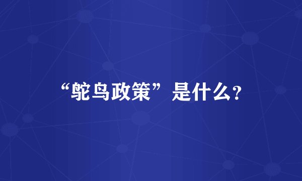 “鸵鸟政策”是什么？