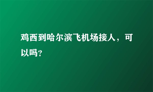 鸡西到哈尔滨飞机场接人，可以吗？