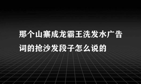 那个山寨成龙霸王洗发水广告词的抢沙发段子怎么说的