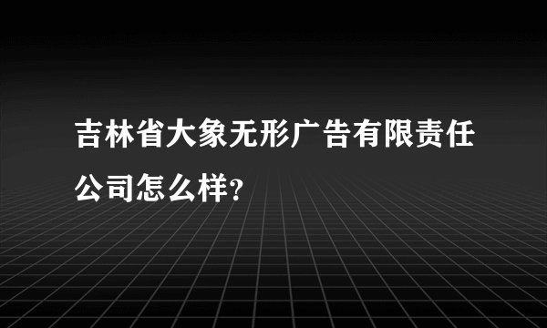 吉林省大象无形广告有限责任公司怎么样？