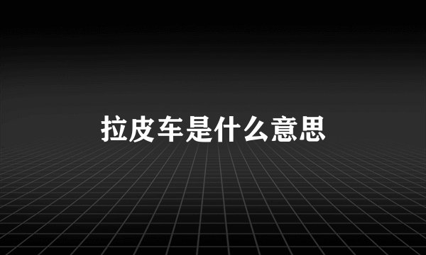 拉皮车是什么意思