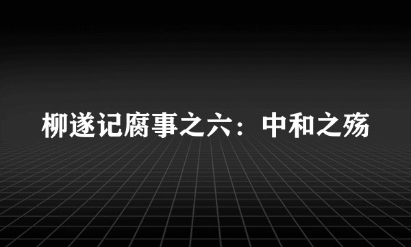 柳遂记腐事之六：中和之殇