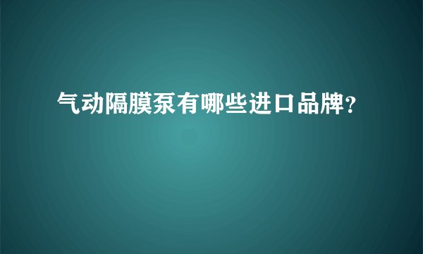 气动隔膜泵有哪些进口品牌？