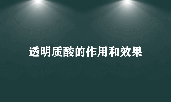 透明质酸的作用和效果