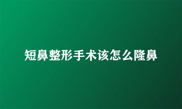 短鼻整形手术该怎么隆鼻