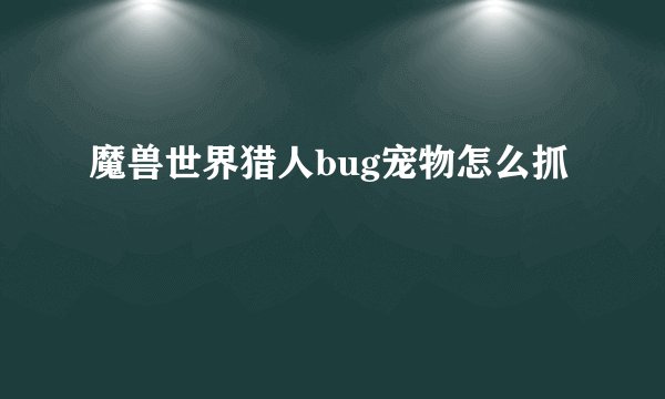 魔兽世界猎人bug宠物怎么抓