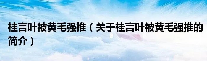 桂言叶被黄毛强推（关于桂言叶被黄毛强推的简介）