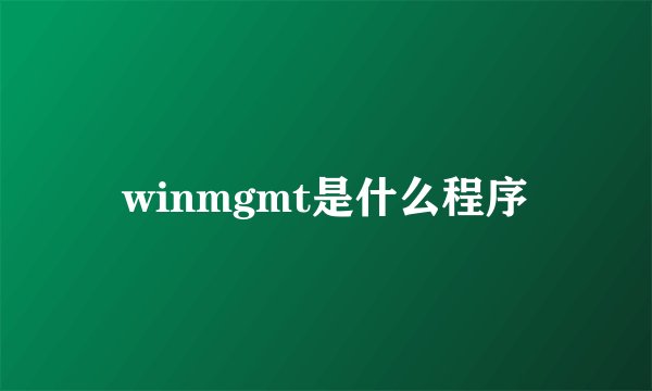 winmgmt是什么程序