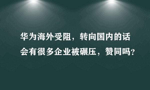 华为海外受阻，转向国内的话会有很多企业被碾压，赞同吗？