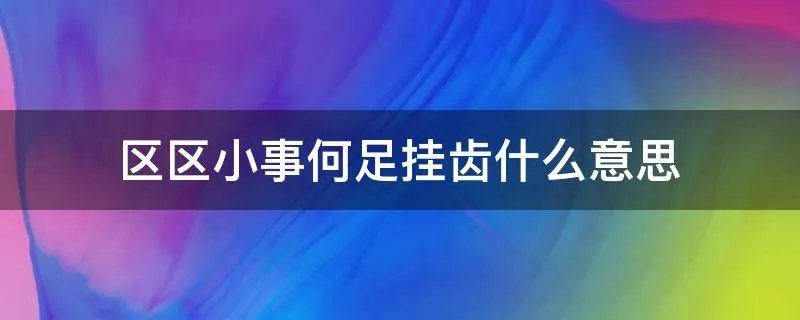 区区小事何足挂齿什么意思