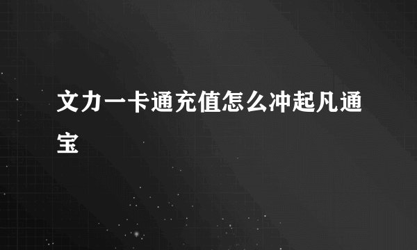 文力一卡通充值怎么冲起凡通宝
