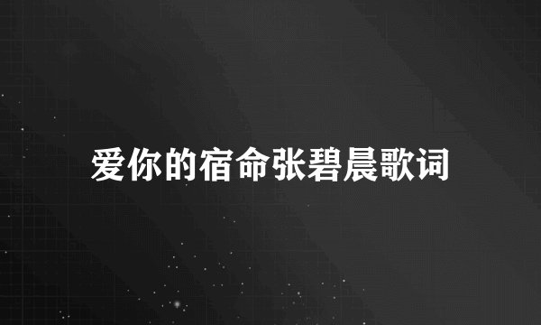 爱你的宿命张碧晨歌词