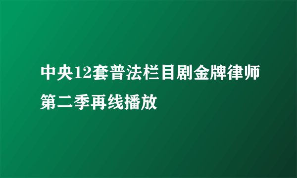 中央12套普法栏目剧金牌律师第二季再线播放