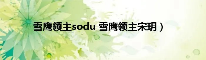 雪鹰领主sodu 雪鹰领主宋玥）