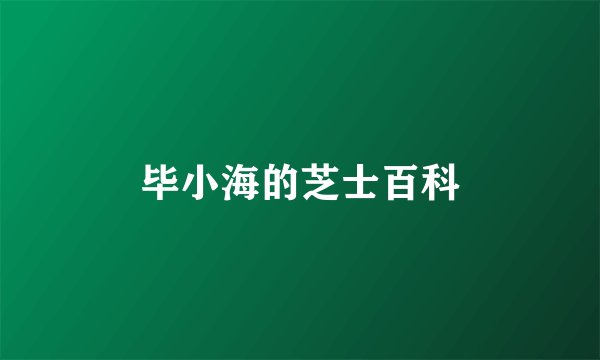 毕小海的芝士百科