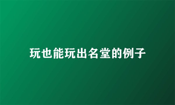 玩也能玩出名堂的例子
