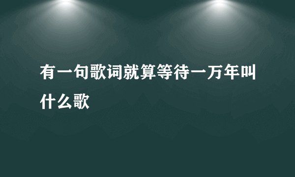 有一句歌词就算等待一万年叫什么歌