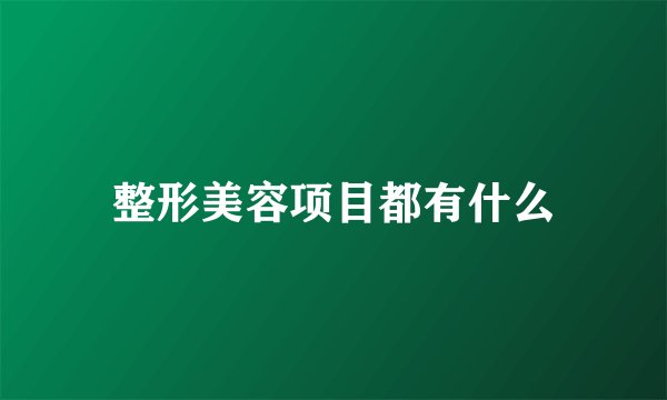 整形美容项目都有什么