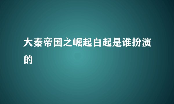大秦帝国之崛起白起是谁扮演的