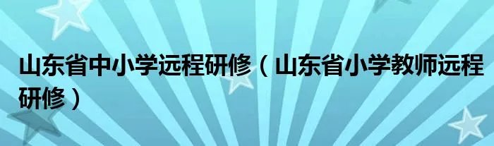山东省中小学远程研修(山东省小学教师远程研修)