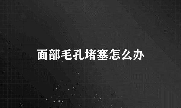 面部毛孔堵塞怎么办