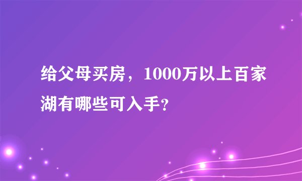 给父母买房，1000万以上百家湖有哪些可入手？
