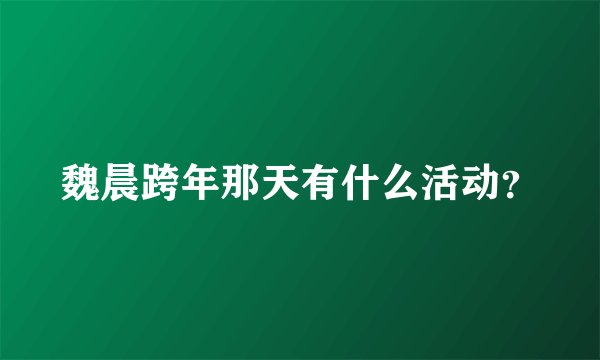 魏晨跨年那天有什么活动？