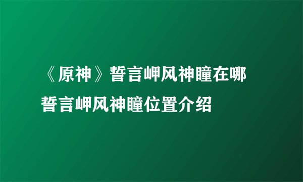 《原神》誓言岬风神瞳在哪 誓言岬风神瞳位置介绍