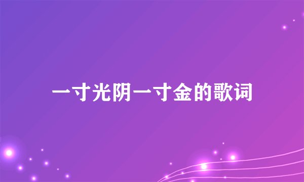 一寸光阴一寸金的歌词