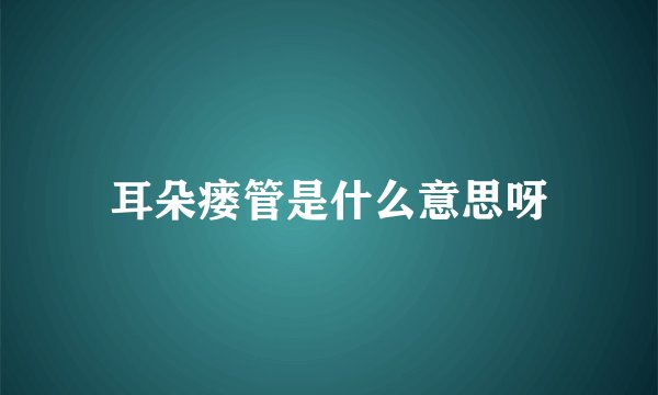 耳朵瘘管是什么意思呀