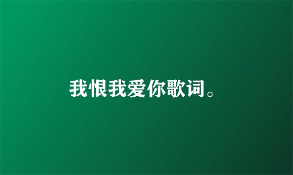 我恨我爱你歌词。