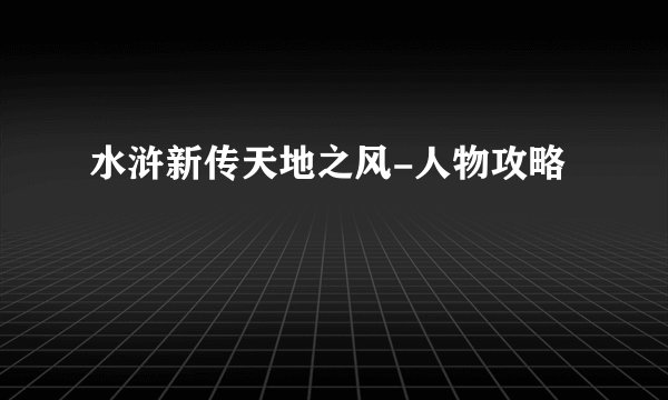 水浒新传天地之风-人物攻略