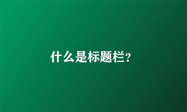 什么是标题栏?